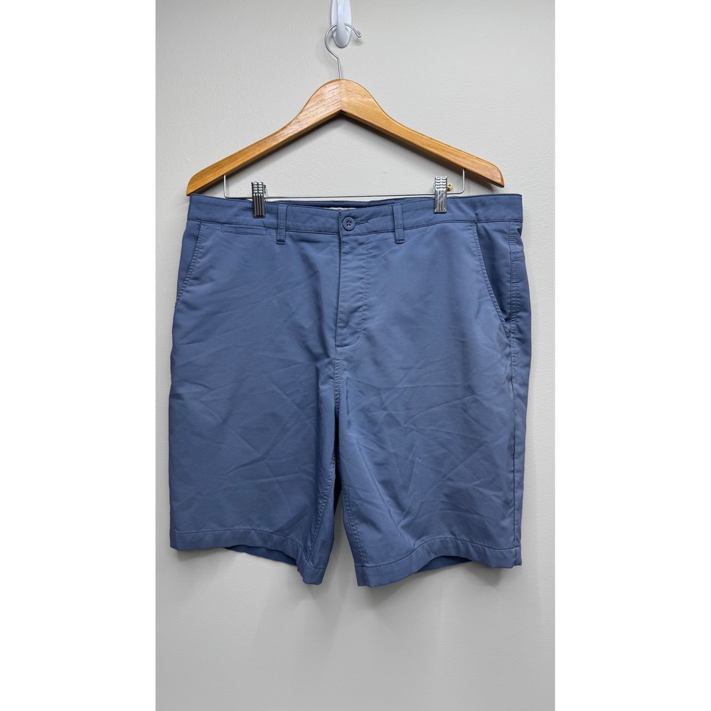 johnnie-O Mens Performance Golf Shorts Slate Blue Textured Size 36 37 Flat Front